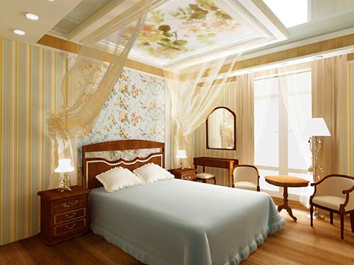дизайн спальни в классическом стиле в коттедже