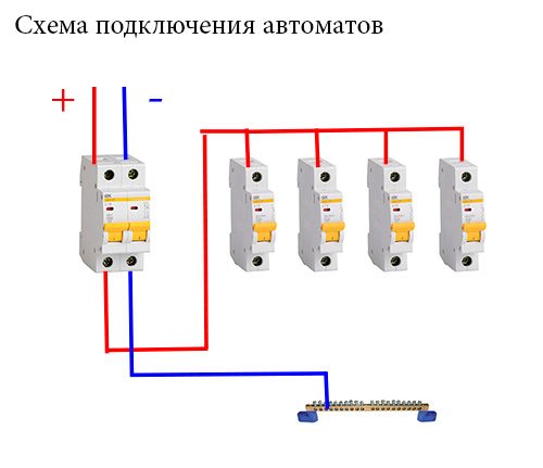 Схема подключения автоматов в щитке